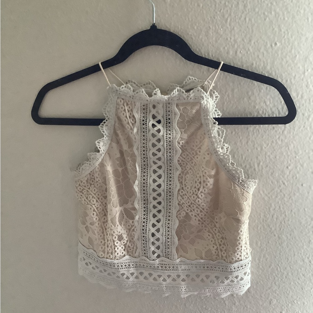 White lace crop top